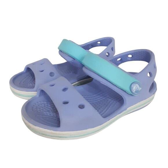 Crocs Bayaband Crocband Sandals Kids 6 Purple Adjustable Hook & Loop Close Girls - Picture 1 of 8
